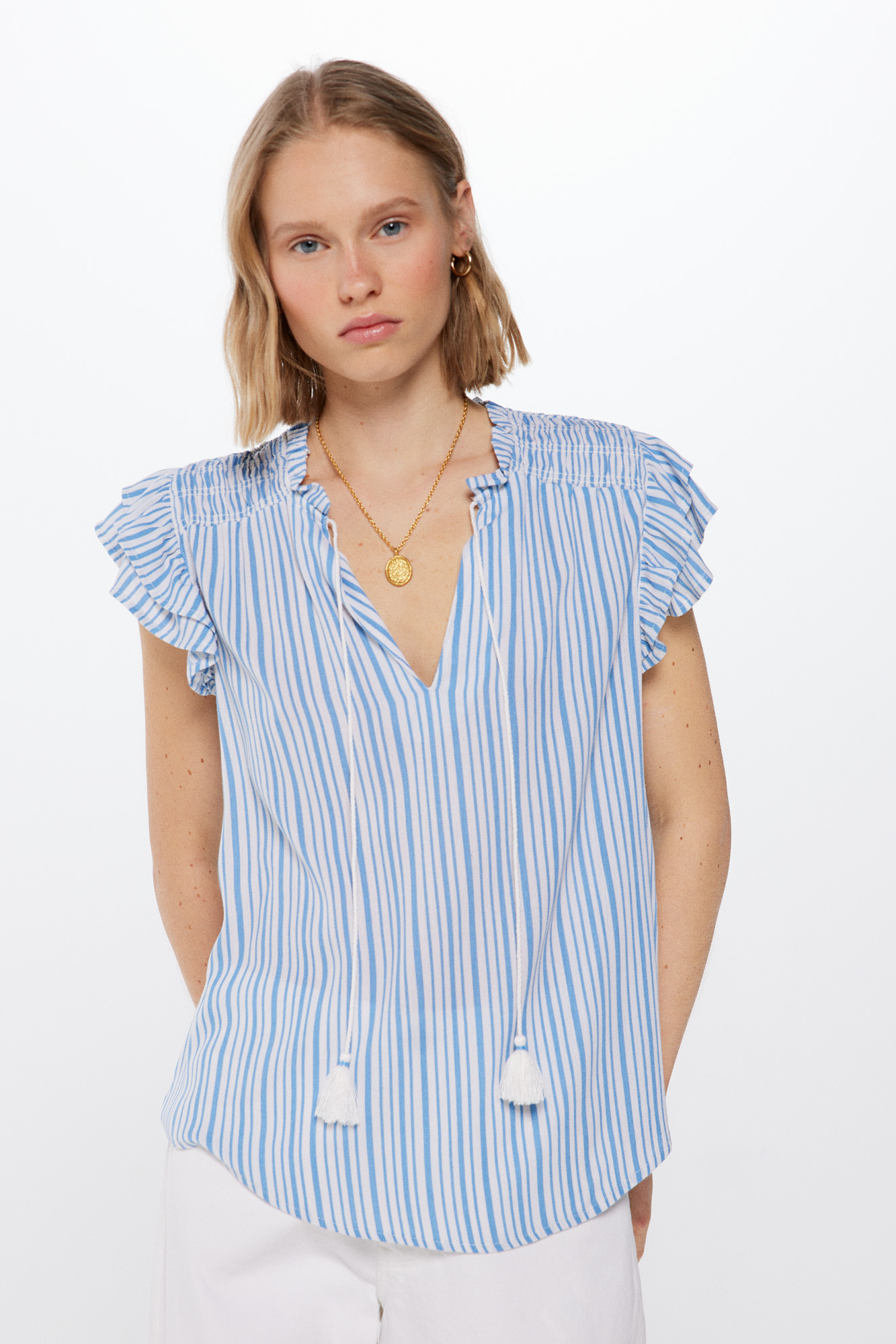 Blusa Bambula Nido De Abeja Blusas Y Camisas De Mujer Womensecret