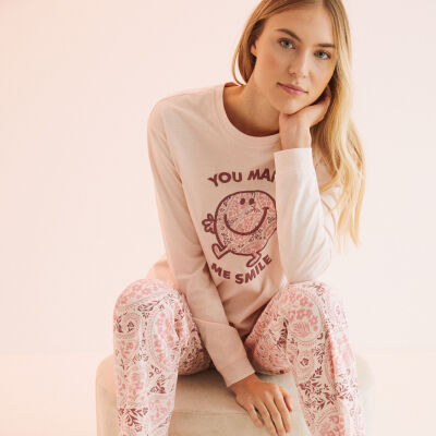 Smiley Design PJ Set in Marine Kleding Dameskleding Pyjamas & Badjassen Pyjamashorts & Pyjamabroeken 