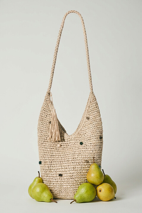 Bolso rafia apliques