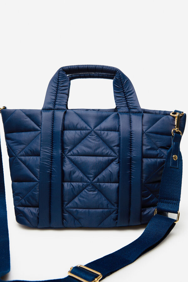 Cortefiel Bolso shopper nylon acolchado Azul marino