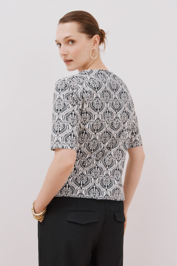 Cortefiel Camiseta b&aacute;sica escote barco Estampado gris