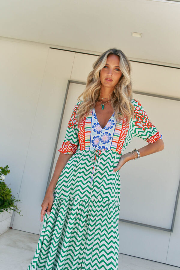 Jaase Vestido largo estampado Tessa Caqui