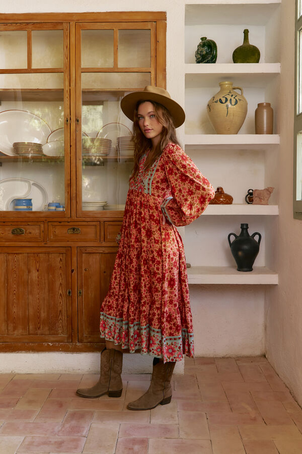 Jaase Vestido midi Eve estampado Lilliana Estampado naranja