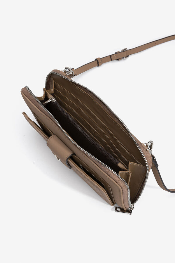 Vilanova Monedero bandolera efecto gamuza Marr&oacute;n