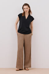 Cortefiel Camiseta estampada com decote em bico franzido Preto