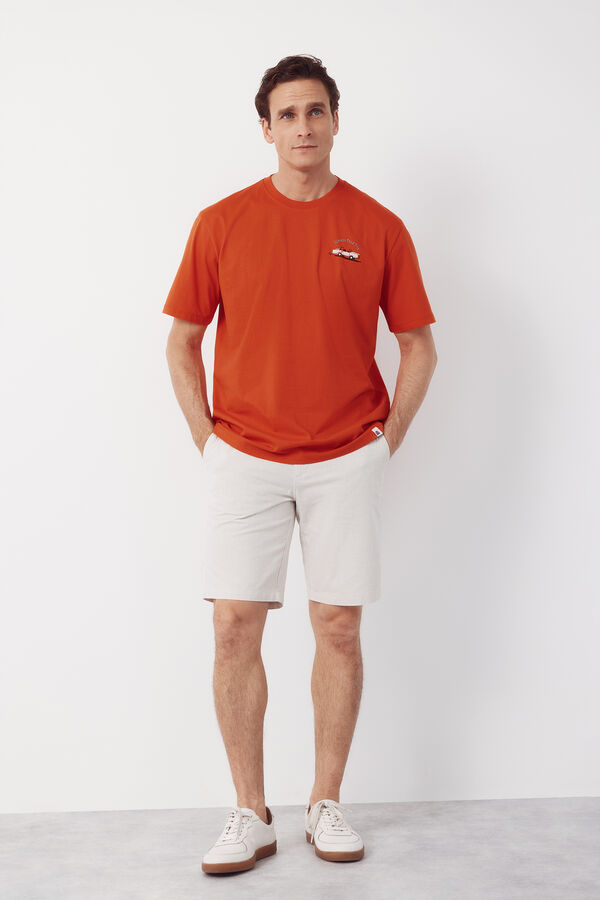 Cortefiel Camiseta gr&aacute;fica Coral