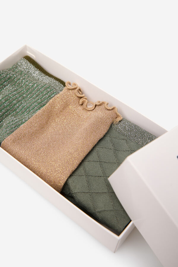 Cortefiel Pack of lurex socks Printed green
