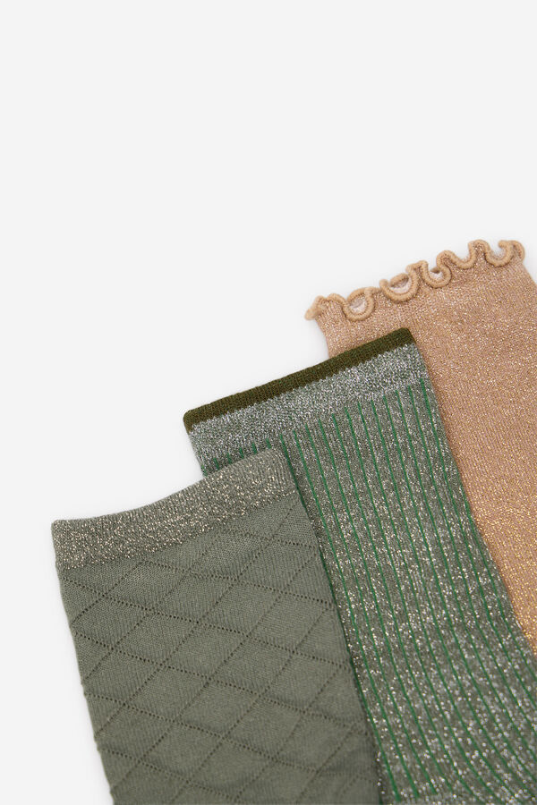 Cortefiel Pack of lurex socks Printed green