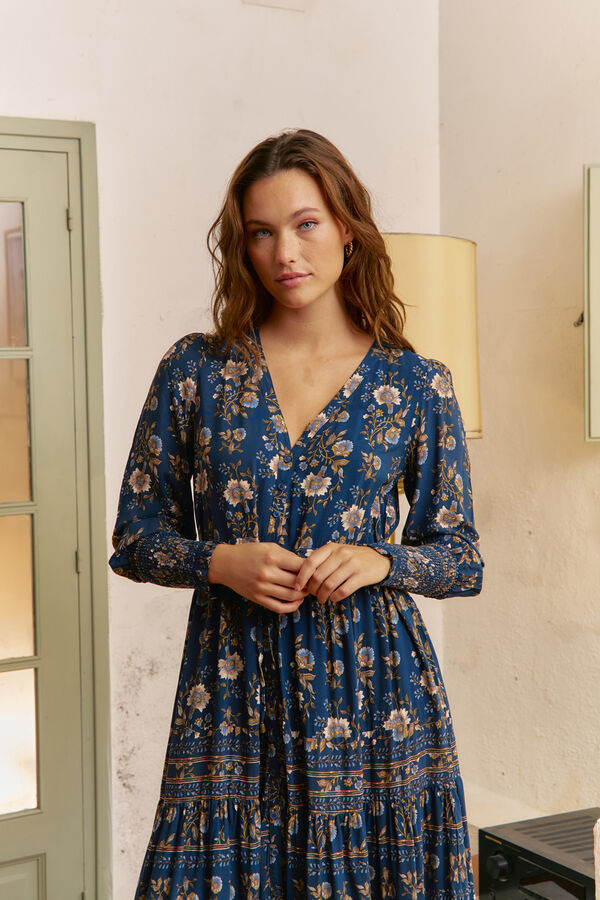 Jaase Vestido largo Stephanie estampado adeline Azul