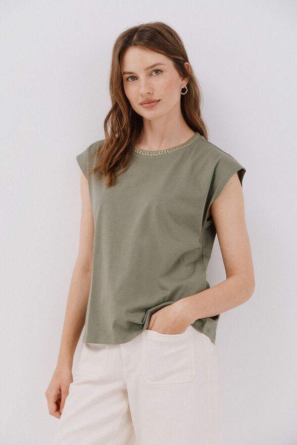 Cortefiel V-neck t-shirt Kaki