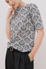 Cortefiel Camiseta b&aacute;sica escote barco Estampado gris