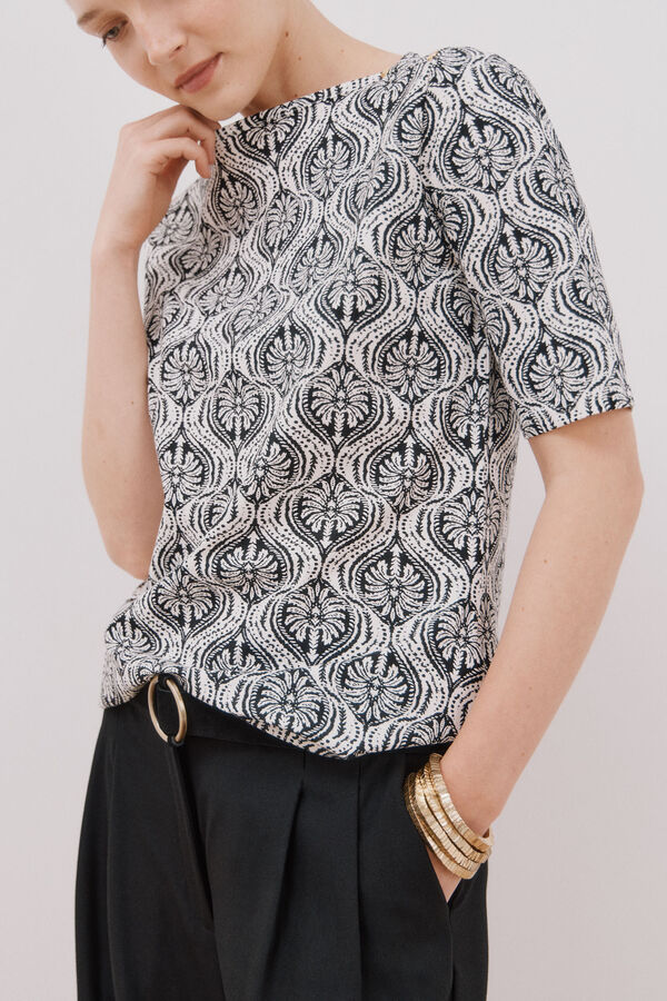 Cortefiel Camiseta b&aacute;sica escote barco Estampado gris