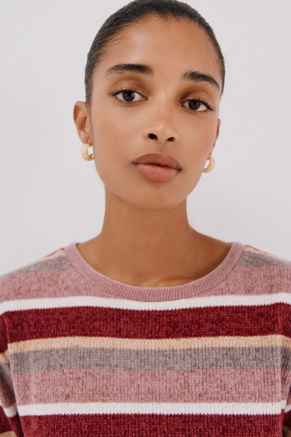 Cortefiel Camiseta chenilla rayas Multicolor