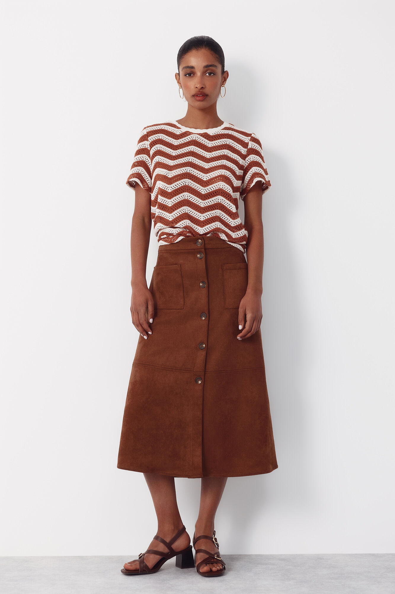 Cortefiel Top crochet zig-zag