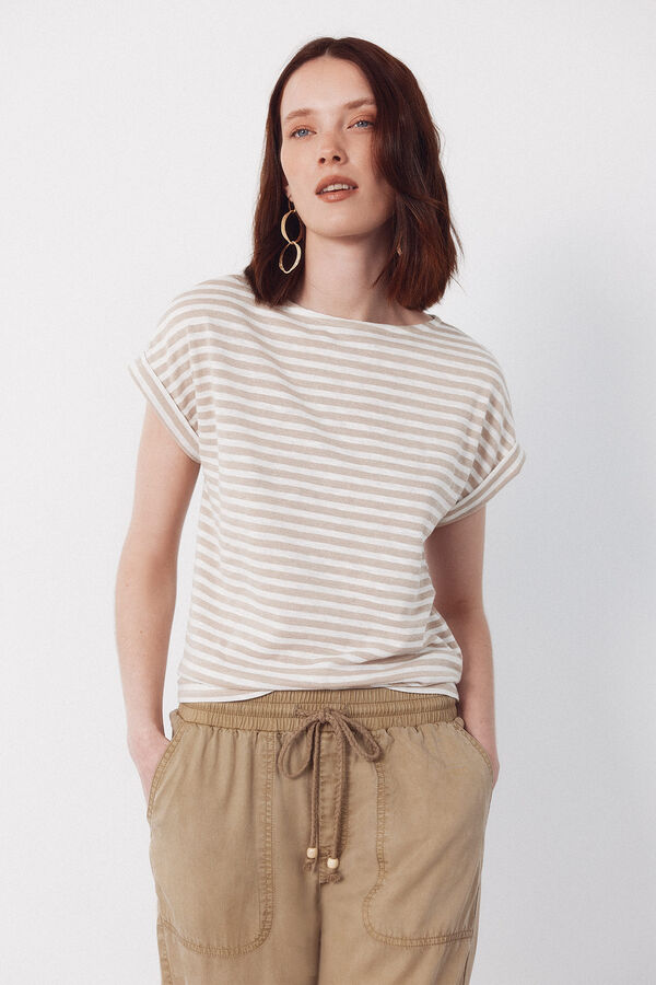Cortefiel Camiseta rayas Beige