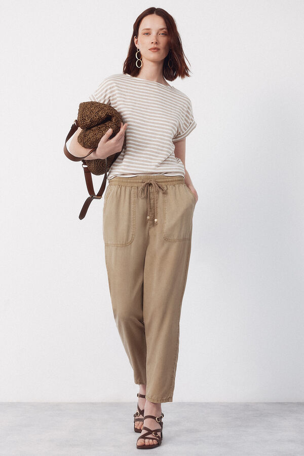 Cortefiel Camiseta rayas Beige