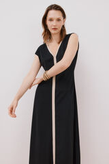 Cortefiel Vestido escote pico contraste Black