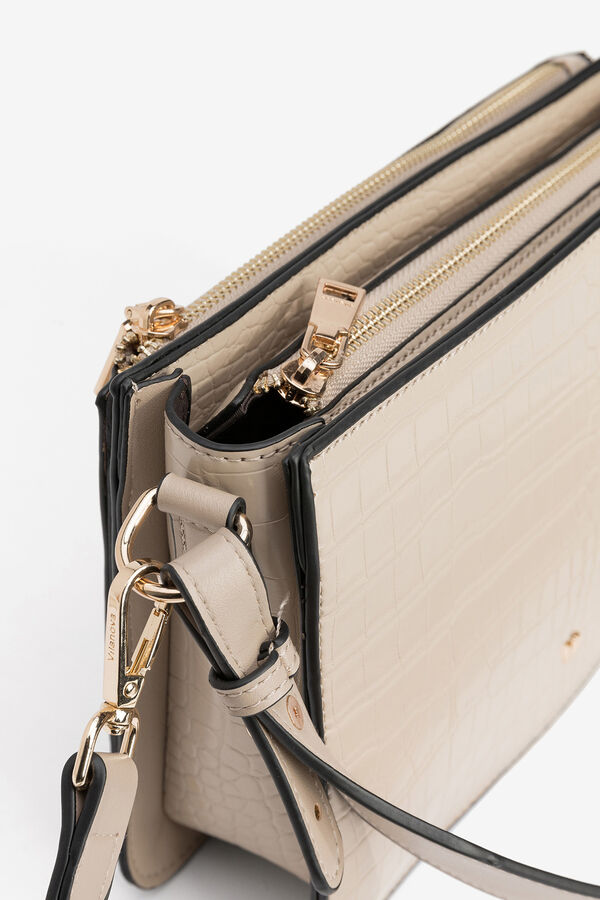 Vilanova Bolso Bandolera con Efecto Cocodrilo Beige