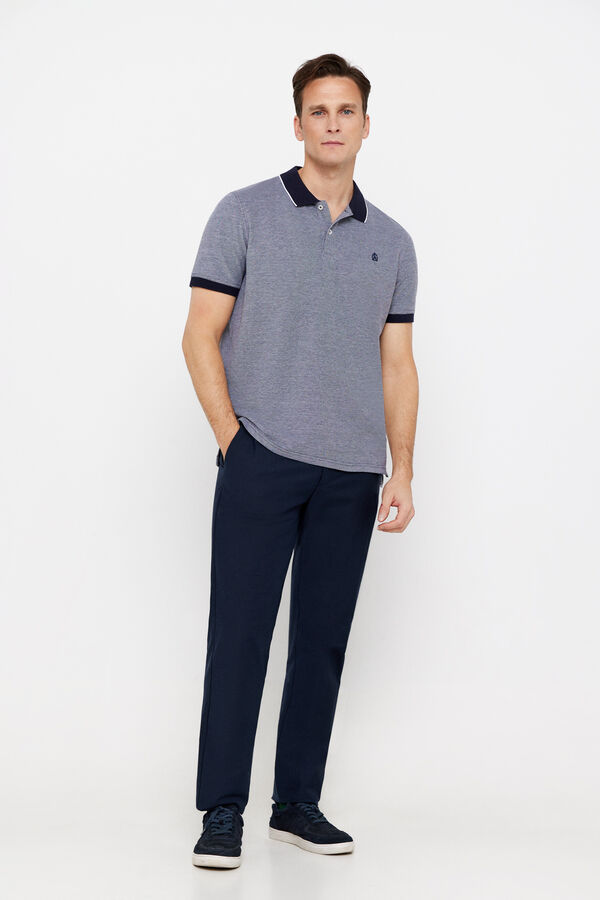 Cortefiel Oxford piqué polo shirt Navy