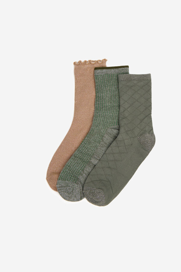 Cortefiel Pack of lurex socks Printed green