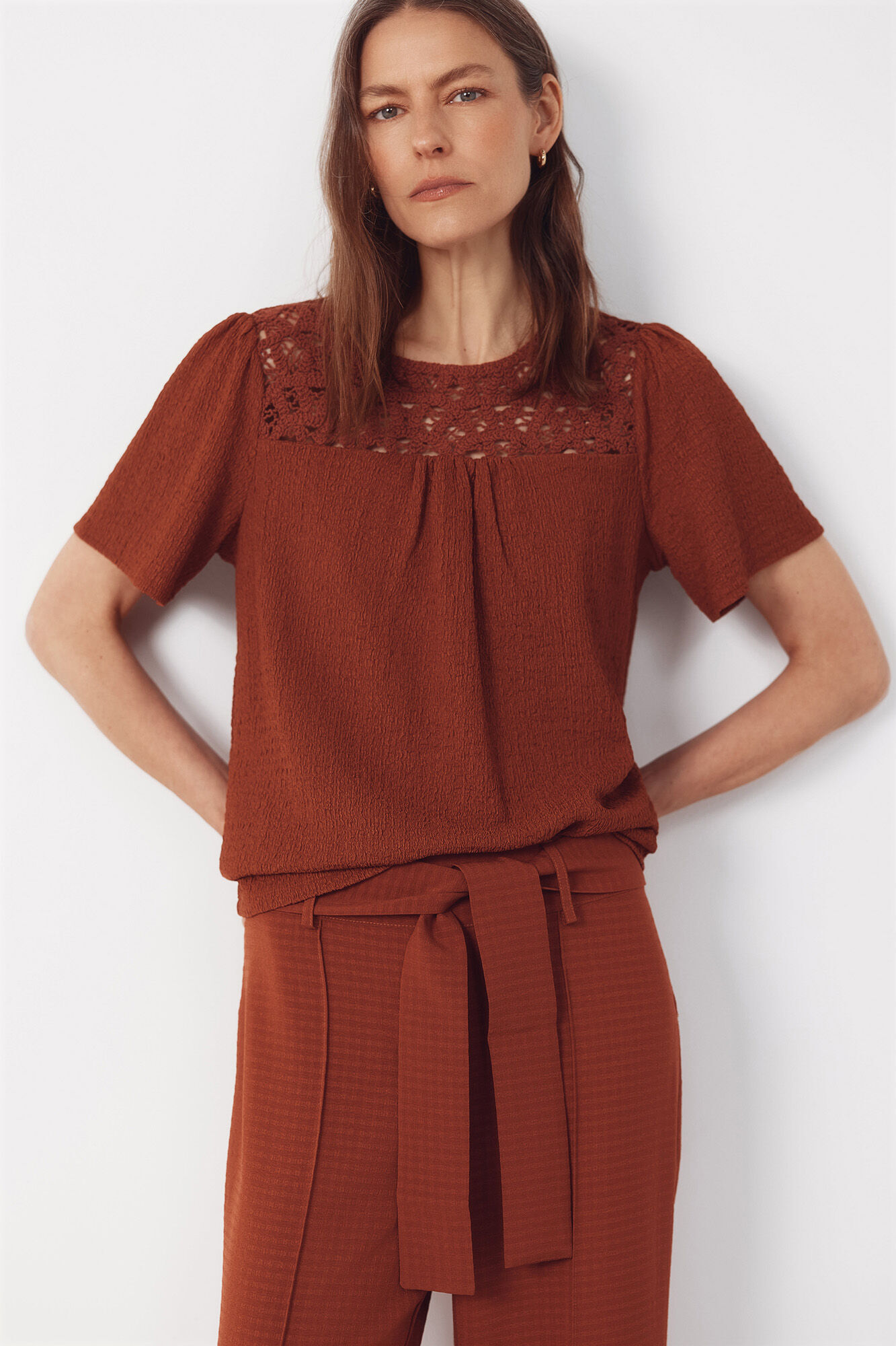 Cortefiel Top combinado guipur