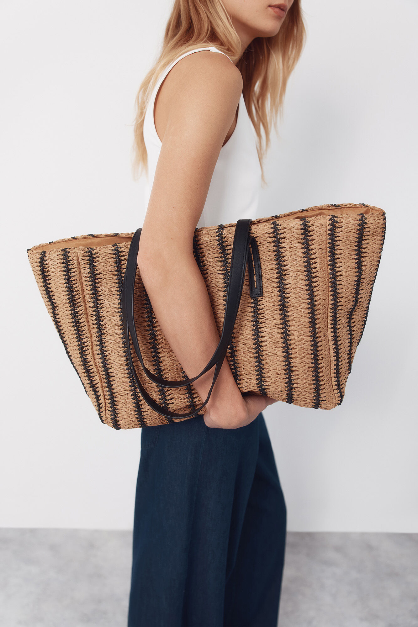 Cortefiel Bolso shopper estampado rayas