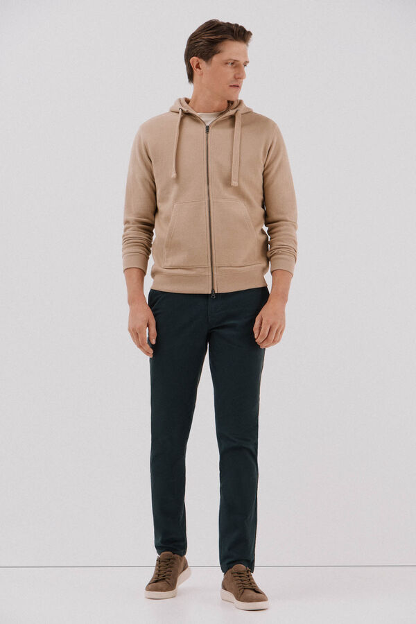 Cortefiel Cardigan con capucha Beige