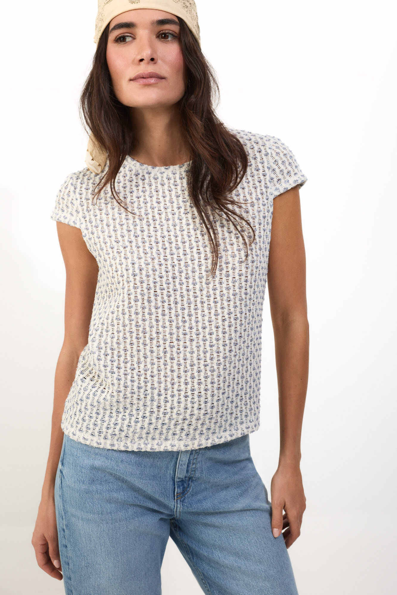 Slowlove Top manga corta crochet