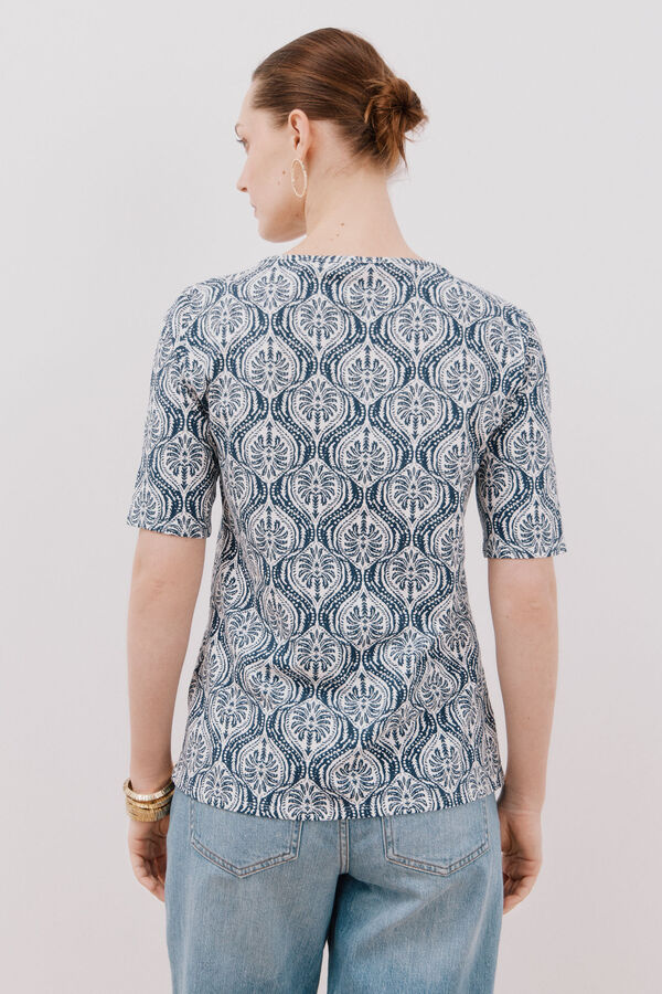 Cortefiel Camiseta b&aacute;sica escote barco Azul