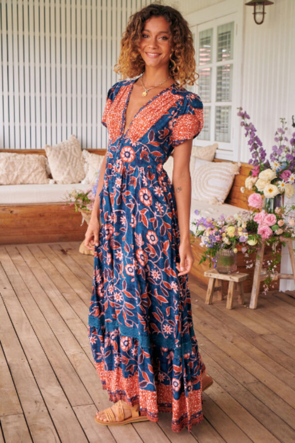 Jaase Halcyon print Tabitha maxi dress Navy