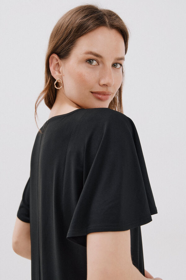 Cortefiel Camiseta b&aacute;sica fluida Black