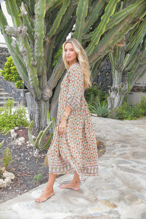 Jaase Vestido midi Boheme Estampado beige
