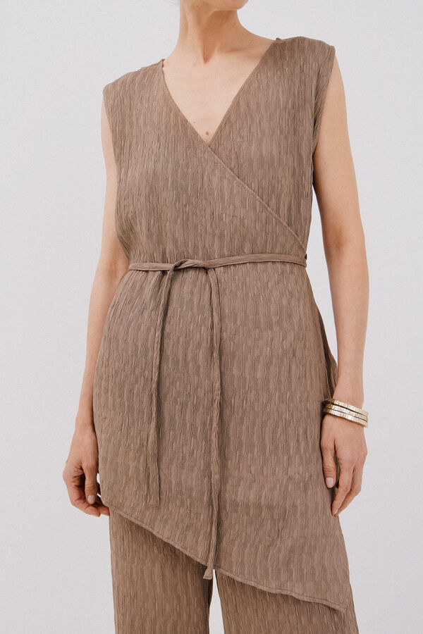 Cortefiel Top asim&eacute;trico textura Caqui