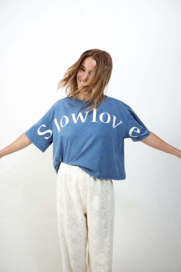 Slowlove Camiseta crop Slowlove Blue