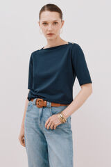 Cortefiel Camiseta b&aacute;sica escote barco Azul marino