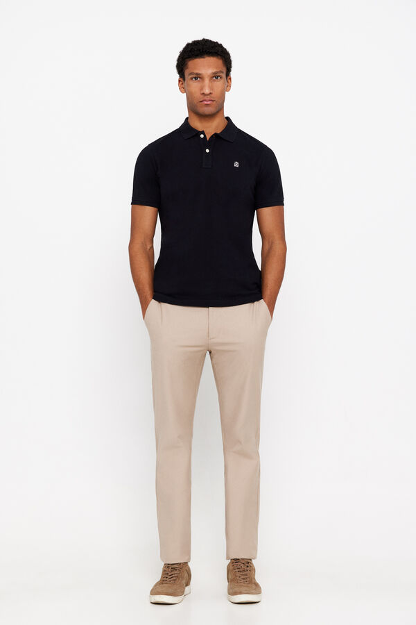 Cortefiel Essential slim polo shirt Black