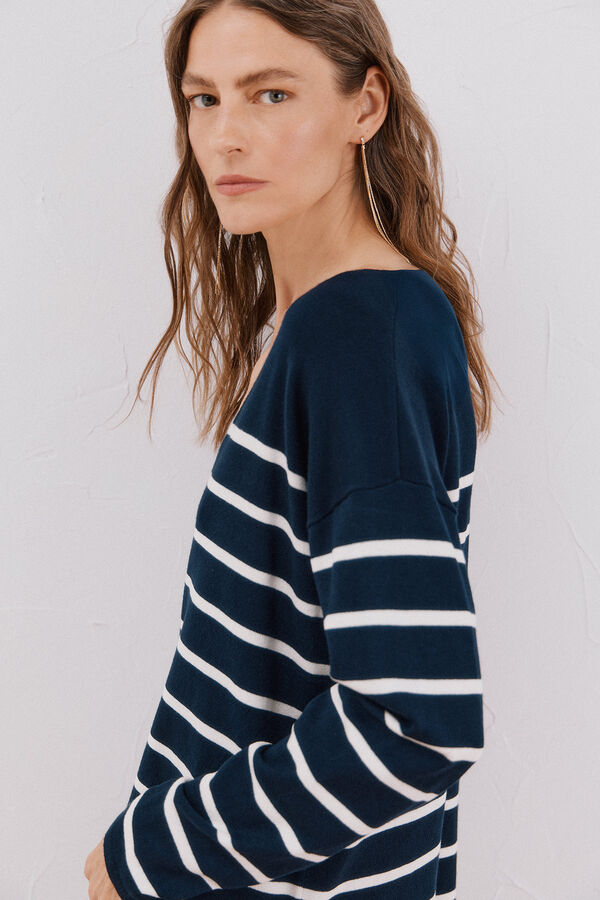 Cortefiel Jersey escote pico Estampado azul