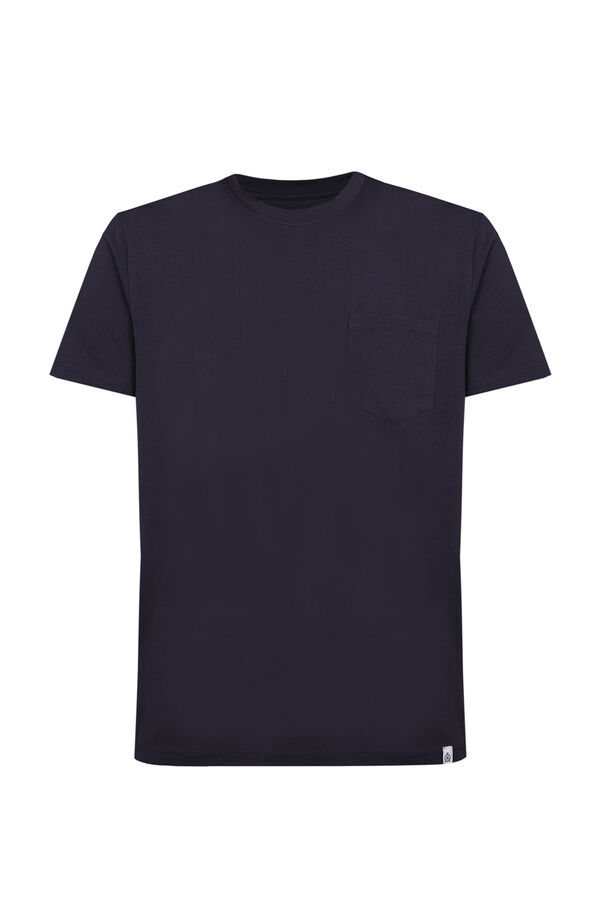 Cortefiel Basic T-shirt with pocket Navy