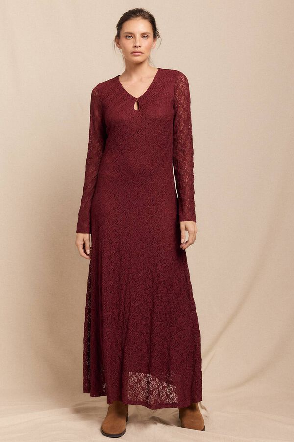 Slowlove Vestido encaje manga larga Garnet