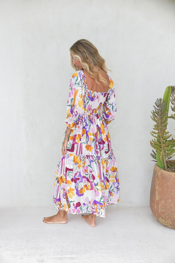 Jaase Vestido midi de manga comprida Impress&atilde;o