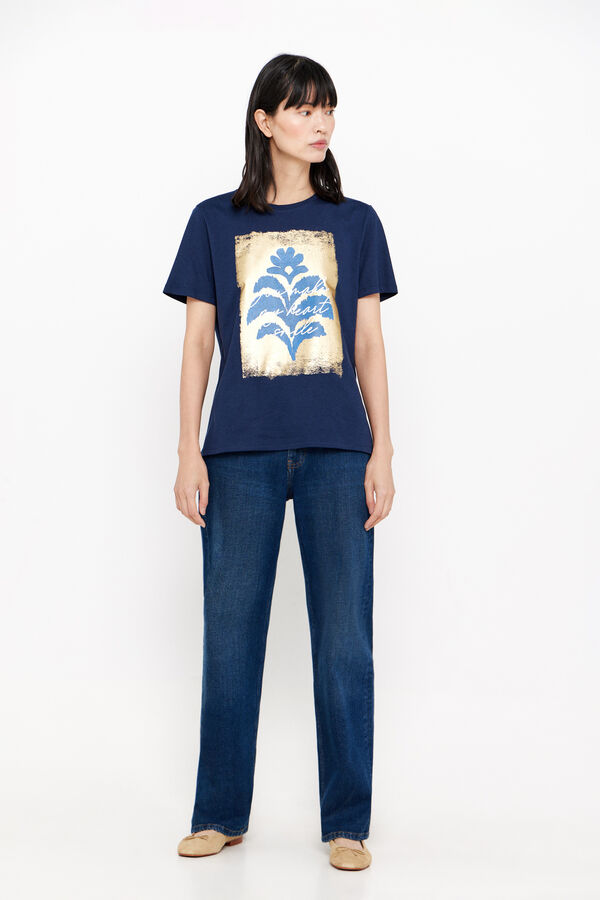 Cortefiel Camiseta estampado floral Blue