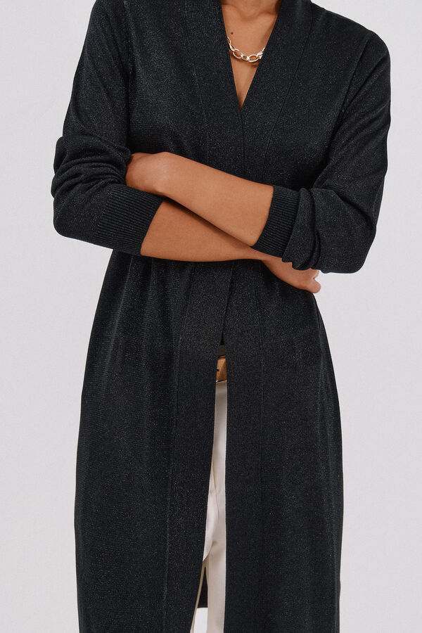 Cortefiel Chaqueta larga lurex Negro