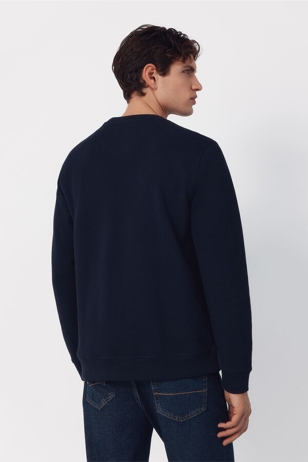 Cortefiel Textured crew neck sweatshirt Navy