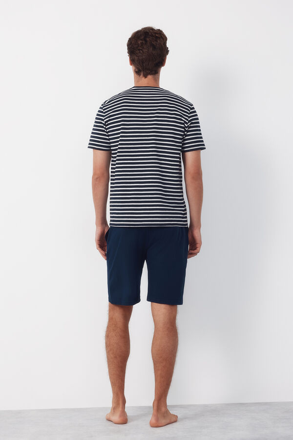 Cortefiel Set de pijama punto Azul marino