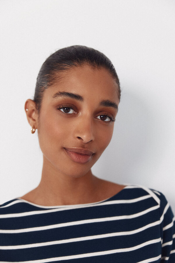 Cortefiel Camiseta cuello barco contraste Estampado azul