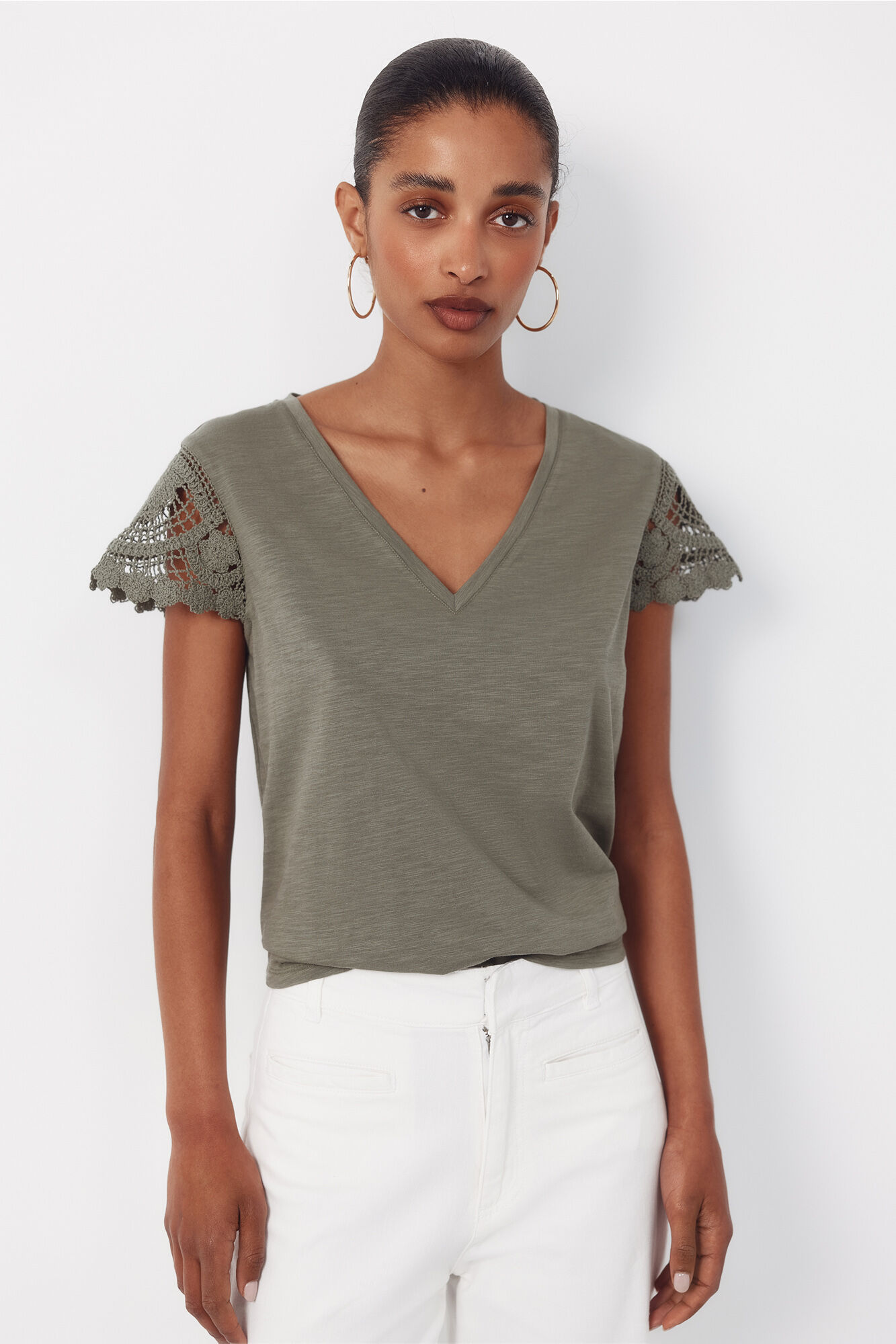 Cortefiel Camiseta manga crochet