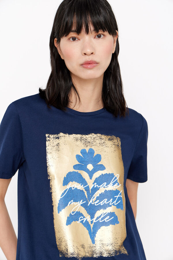 Cortefiel Camiseta estampado floral Blue