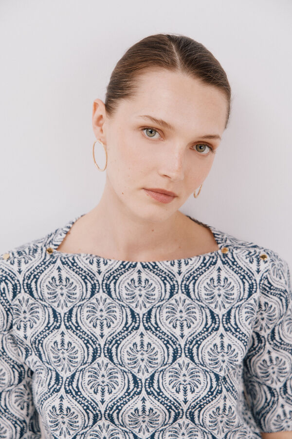 Cortefiel Camiseta b&aacute;sica escote barco Azul