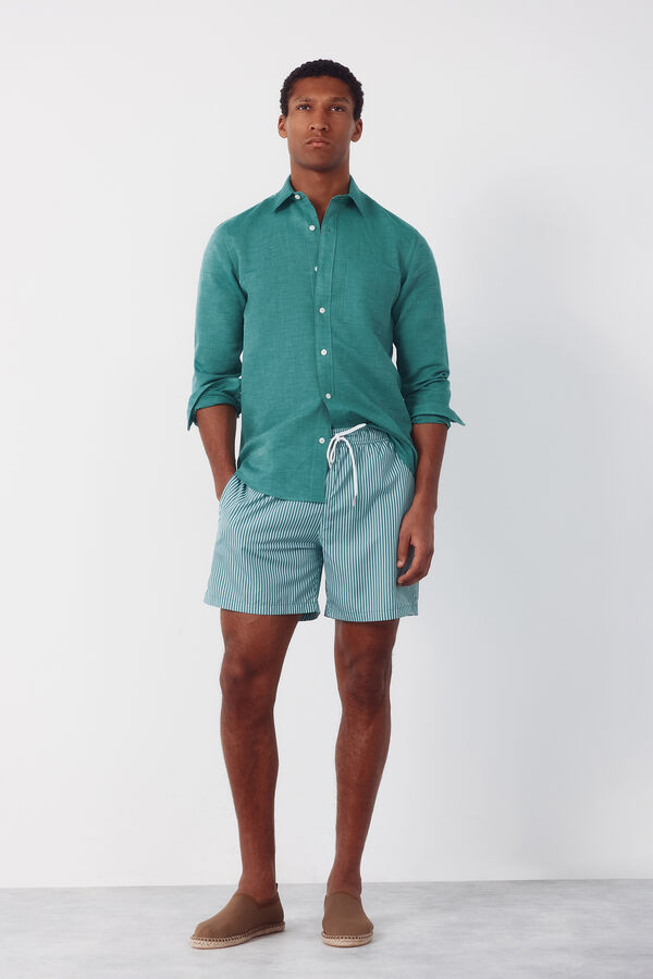 Cortefiel Ba&ntilde;ador estampado rayas finas Verde