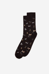 Cortefiel Dog drawing sock Dark brown